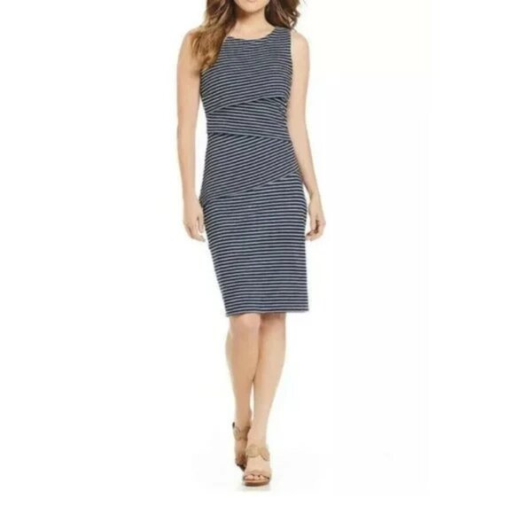 J McLaughlin Nicola Striped Sleeveless Layered Dress Women Size S Blue - Picture 1 of 15